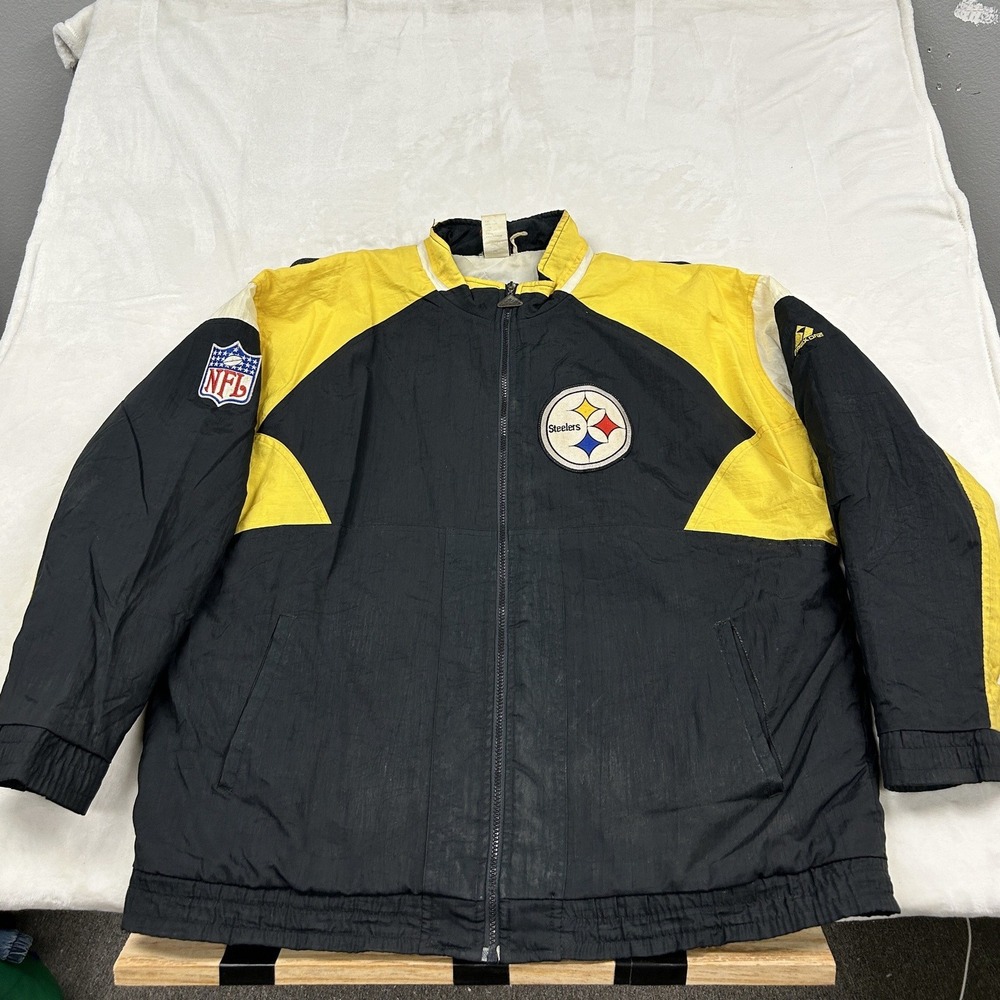 Apex One Pittsburgh Steelers Jacket Mens XL Black Yellow Vintage NFL Zip Up